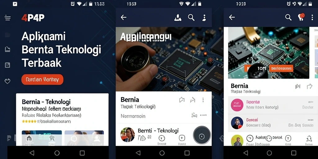 Tampilan antarmuka canggih aplikasi 4P4P saat menampilkan berita terkini.
