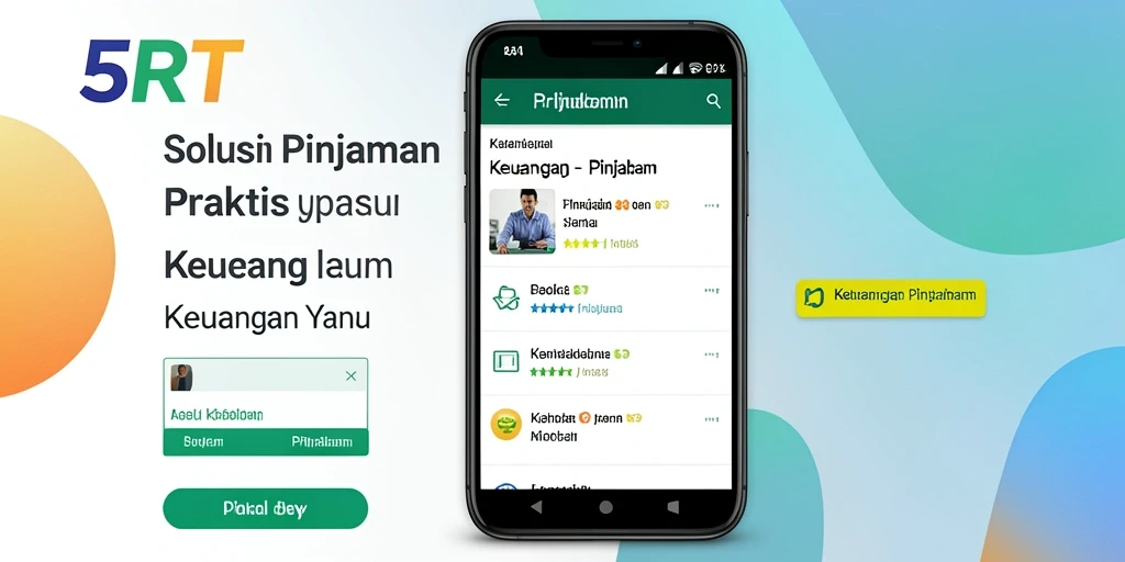 Antarmuka aplikasi 5RT menampilkan kemudahan fungsi Pinjaman.