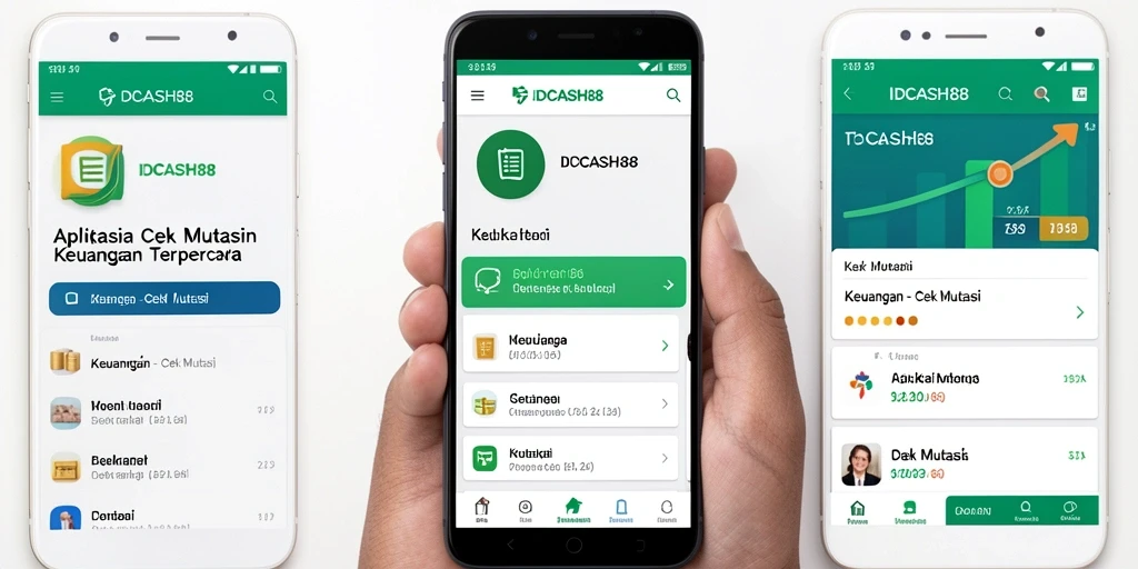 Antarmuka aplikasi IDCASH88 untuk cek mutasi keuangan yang sederhana.