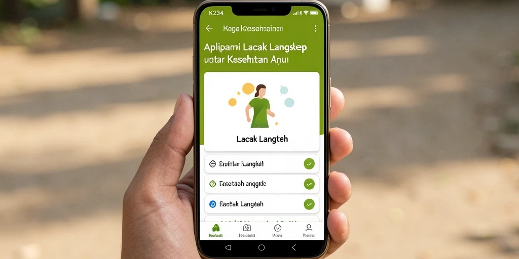 Tampilan antarmuka aplikasi K234 yang menampilkan fungsi Lacak Langkah.