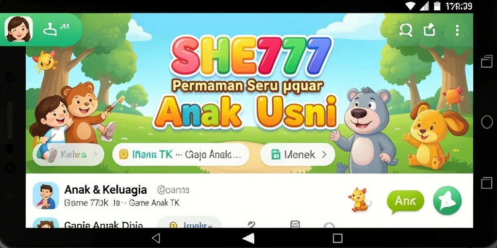 Antarmuka menarik dengan berbagai permainan edukatif untuk anak.