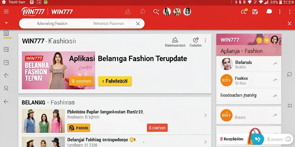 Antarmuka WIN777 menampilkan produk fashion beragam dengan desain menarik.